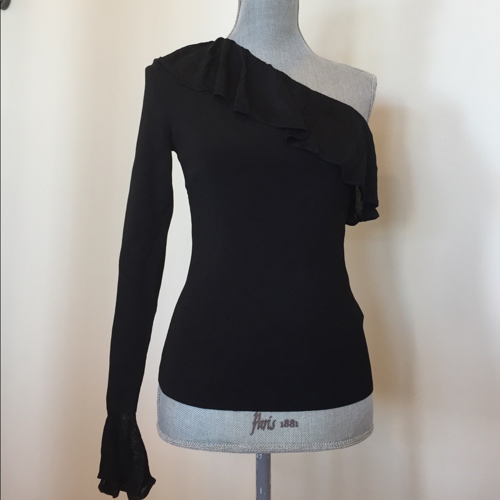 Scripted One Shoulder Evening Top